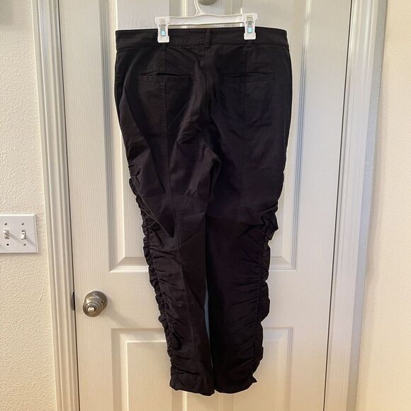 Robert Rodriguez Black Ruched Stretch Cotton Pants Slim Fit Women's Size 10 - Picture 10 of 16